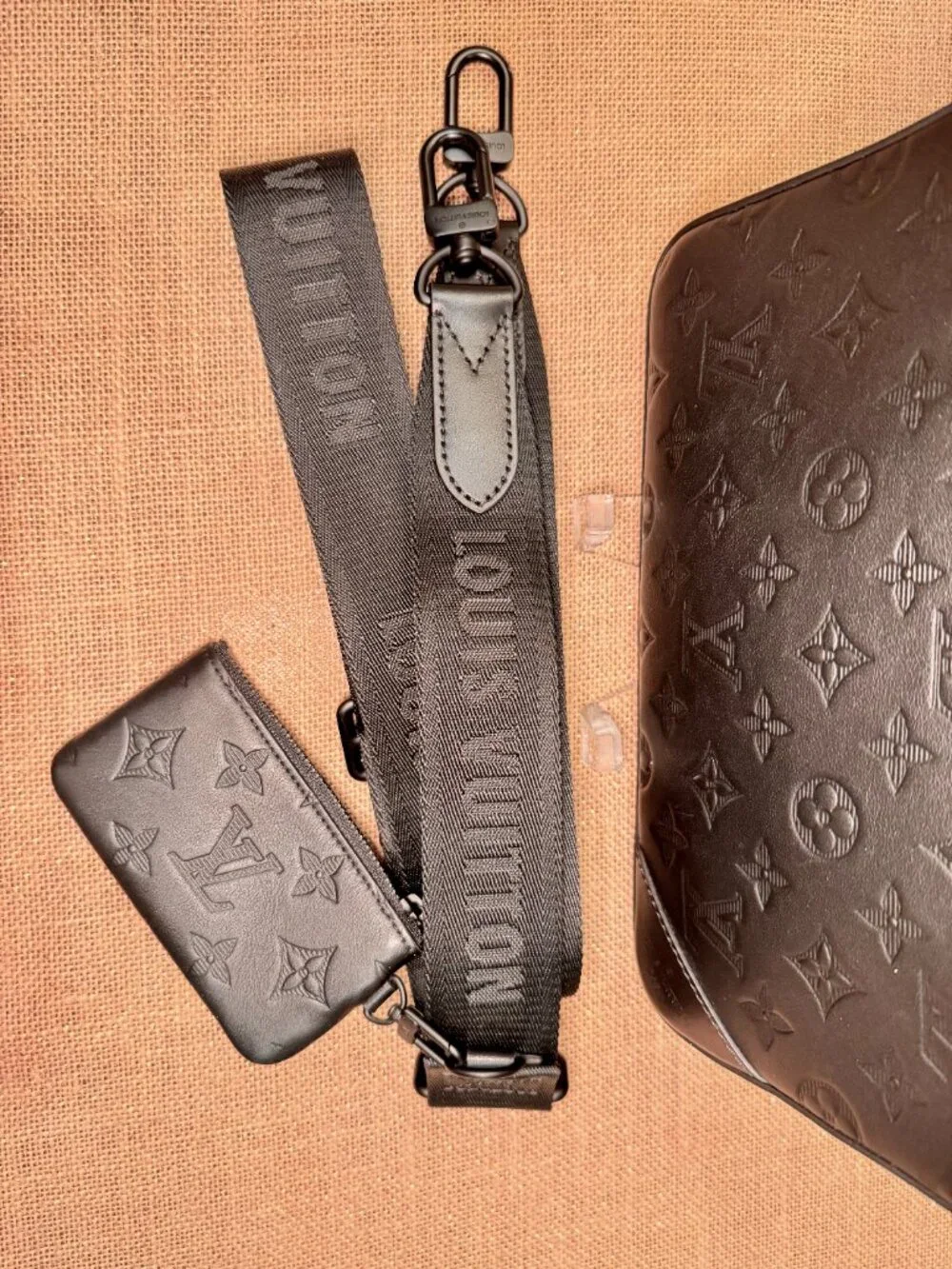 Louis Vuitton Trio Messenger Bag — Black Monogram Shadow Leather | 3-Piece Set